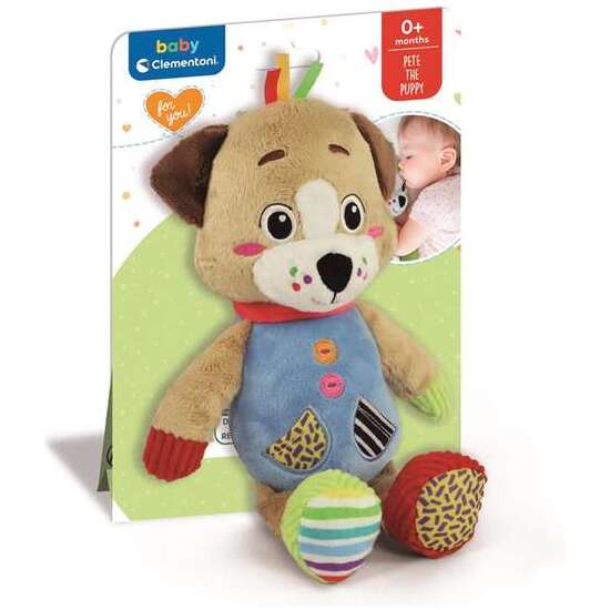 PELUCHE PETE EL CACHORRO 16X22.5X8.5 CM. CON DIFERENTES MATERIALES PARA LA ESTIMULACIÓN MULTISENSORIAL DEL NIÑO. image 0