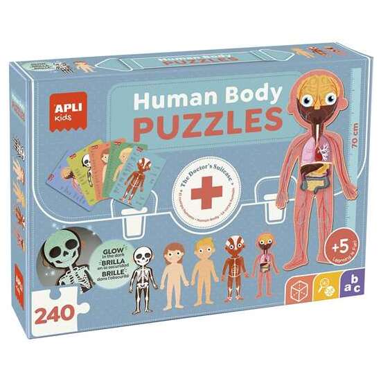 PUZLE EL CUERPO HUMANO ¡DESCUBRE LAS PARTES DEL CUERPO HUMANO, EL ESQUELETO, LOS ÓRGANOS Y LOS MÚSCULOS! INCLUYE 240 PIEZAS. 35X75X24 CM image 0