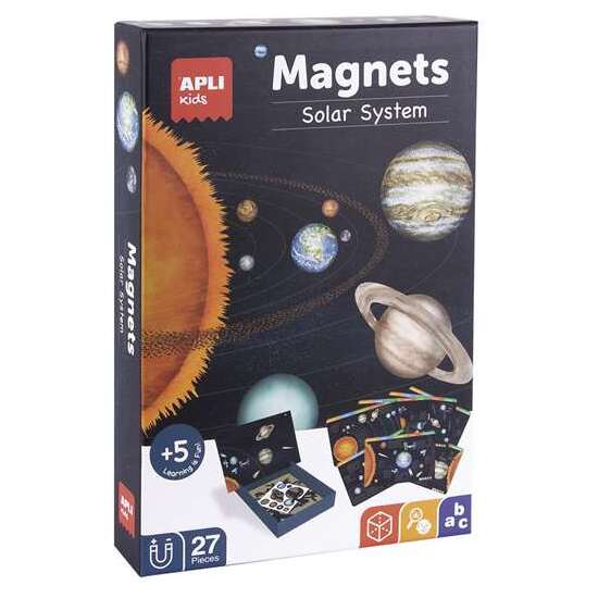 JUEGO MAGNETICO SISTEMA SOLAR INCLUYE 27 IMANES PARA DESCUBRIR EL SISTEMA SOLAR,FASES LUNARES,ESTACIONES Y CONSTELACIONES BILINGÜE 21X55X31 CM image 0