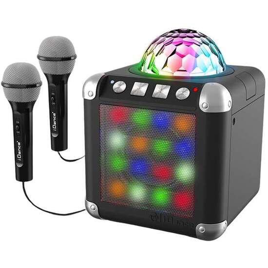 KARAOKE CON 2 MICROFONOS, LUCES LED Y DISCO BALL CUBE SING 300. CON 20 TIPOS DE LUCES, DISCOBALL. CONEXIÓN CON BLUETOOTH image 0