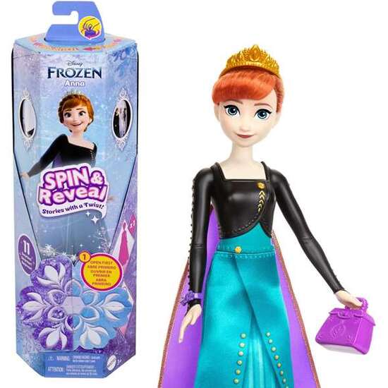 MUÑECA FROZEN ANNA SPIN AND REVEAL.INCLUYE 11 SORPRESAS 5 ACCESORIOS Y 5 PEGATINAS CON UNA ESCENA DE JUEGO INSPIRADA EN LA PELICULA. image 0