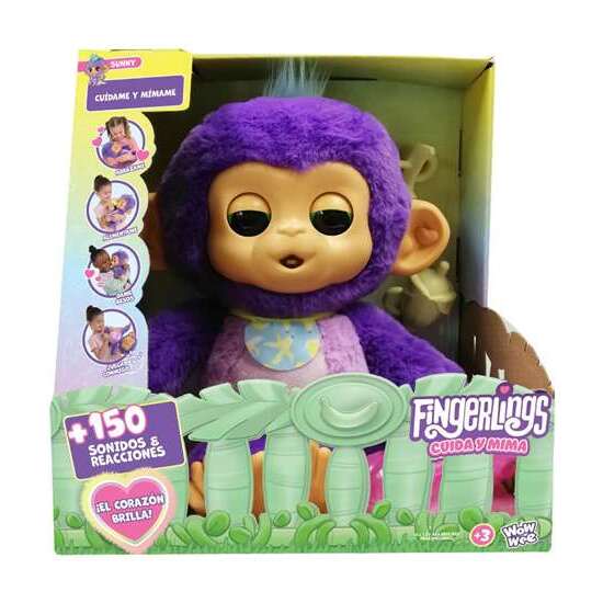 PELUCHE MONO INTERACTIVO FINGERLINGS CUIDA Y MIMA. CON MAS DE 200 SONIDOS Y REACCIONES. SU CORAZÓN SE ILUMINA Y LATE. 29.8X33X19.1 CM image 0