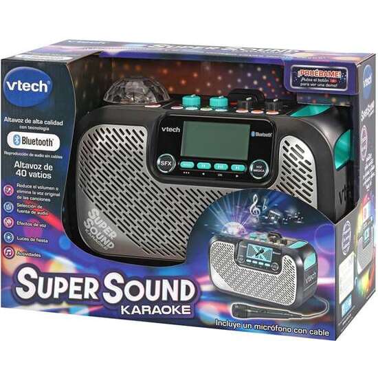 KARAOKE SUPER SOUND CON ALTAVOZ Y MICRÓFONO INCORPORADOS ¡CREA LA ATMOSFERA ADECUADA PARA TU FIESTA PROYECTANDO LUCES MULTICOLOR! image 0