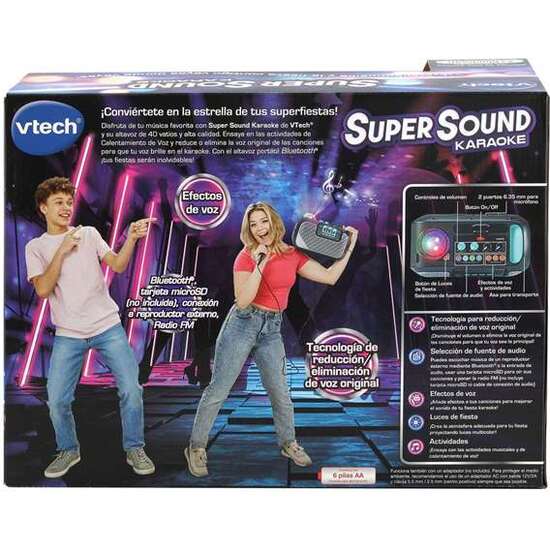 KARAOKE SUPER SOUND CON ALTAVOZ Y MICRÓFONO INCORPORADOS ¡CREA LA ATMOSFERA ADECUADA PARA TU FIESTA PROYECTANDO LUCES MULTICOLOR! image 2