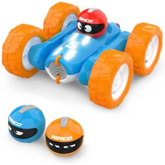 COCHE RADIO CONTROL JUNIOR ACROBATIC CON LUCES Y SONIDOS, EMISORA 2.4GHZ Y BATERIA DE 3,7V INCLUYE 3 CASCOS 16X16X7 CM image 0