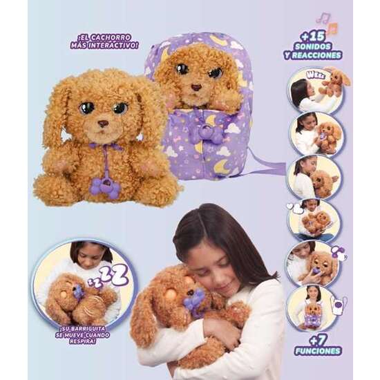 PELUCHE CACHORRO BABY PAW LABRADOR INTERACTIVO CON MÁS DE 15 SONIDOS Y REACCIONES Y 7 FUNCIONES ¡SU BARRIGUITA SE MUEVE CUANDO RESPIRA! 20X29X13 CM image 1