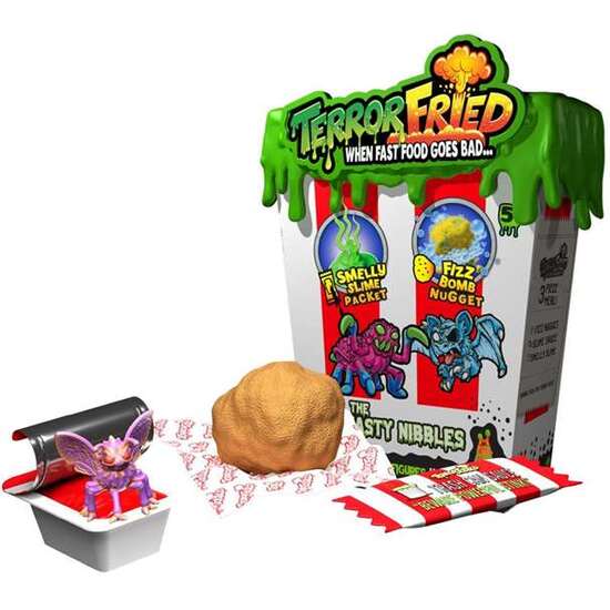 TERROR FRIED MORDISCO ASQUEROSO. INCLUYE 2 FIGURAS SORPRESAS Y BOLSA DE SALSA SLIME APESTOSA SDICIONAL. image 0