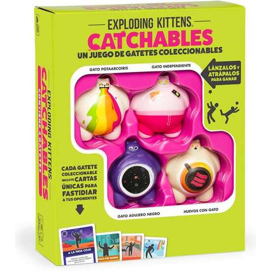 JUEGO EXPLODING KITTENS CATCHABLES.UN JUEGO DE GATETES COLECCIONABLES. LÁNZALOS Y ATRÁPALOS PARA GANAR! image 2