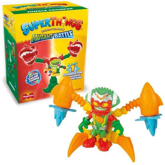 FIGURA EXOSKELETONS SUPERTHINGS MUTANT BATTLE- INCLUYE 1 EXOSKELETONS Y 1 SUPERTHINGS ¡CAMBIAN DE COLOR! ¡12 MODELOS PARA COLECCIONAR! image 0