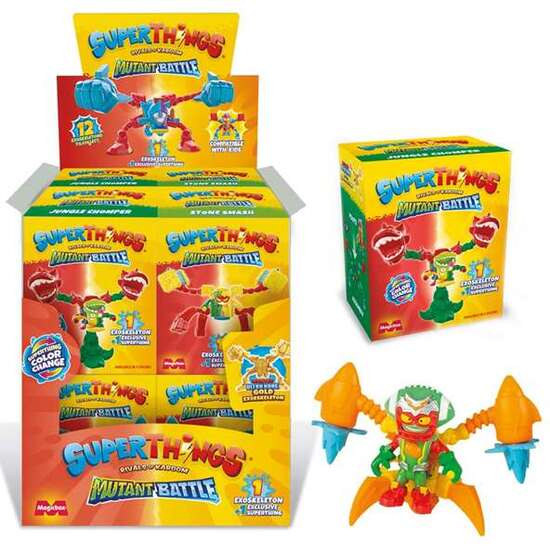 FIGURA EXOSKELETONS SUPERTHINGS MUTANT BATTLE- INCLUYE 1 EXOSKELETONS Y 1 SUPERTHINGS ¡CAMBIAN DE COLOR! ¡12 MODELOS PARA COLECCIONAR! image 1