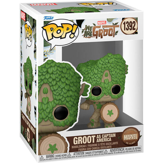 FIGURA POP MARVEL WE ARE GROOT - GROOT AS CAPITAN AMERICA image 0