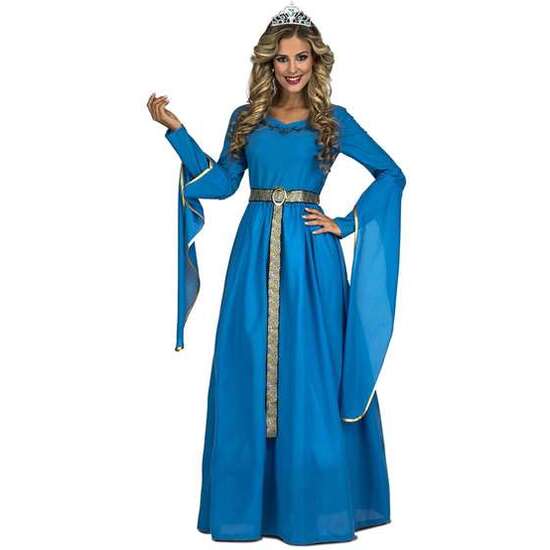 DISFRAZ PRINCESA MEDIEVAL AZUL VESTIDO Y DIADEMA TALLA XXL image 1