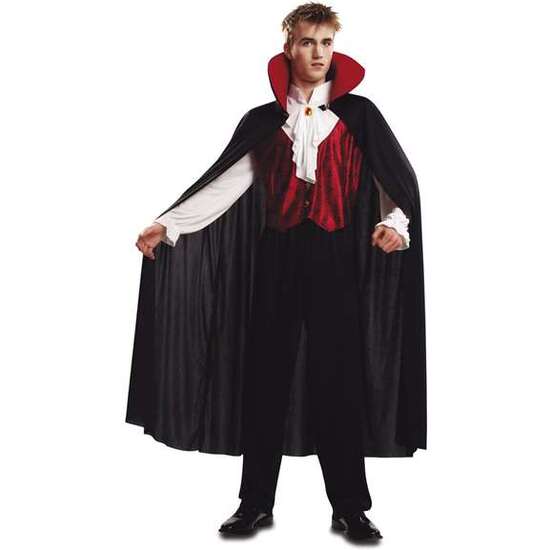 DISFRAZ VAMPIRO GÓTICO CHALECO CON CAMISA, PANTALÓN Y CAPA TALLA XXL image 0