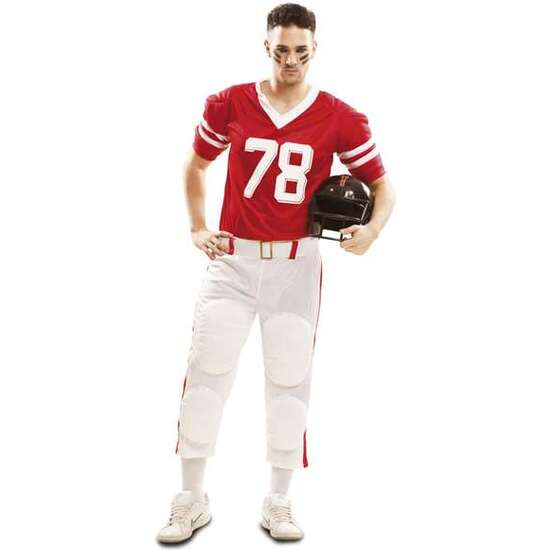 DISFRAZ JUGADOR RUGBY ROJO CAMISETA, CINTURÓN Y PANTALÓN TALLA XXXL image 0