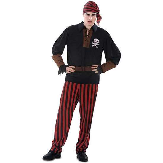 DISFRAZ BANDANA PIRATE PAÑUELO, CAMISA, MUÑEQUERAS, CINTURÓN Y PANTALÓN TALLA XXL image 0