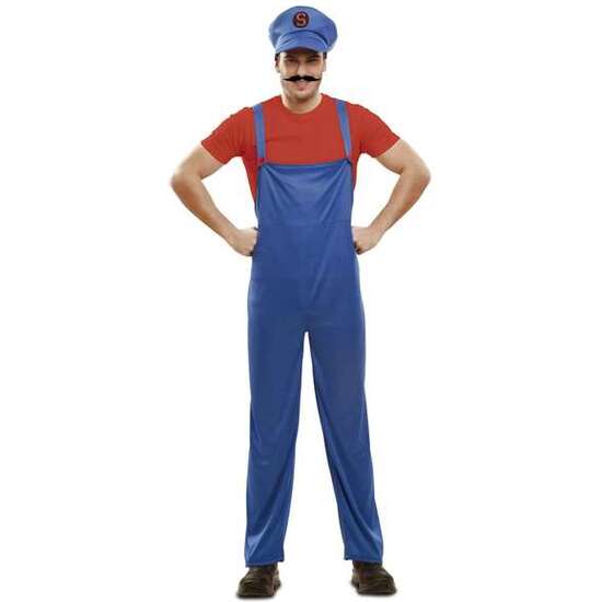 DISFRAZ RED SUPER PLUMBER GORRA, CAMISETA Y PANTALÓN TALLA XL image 0