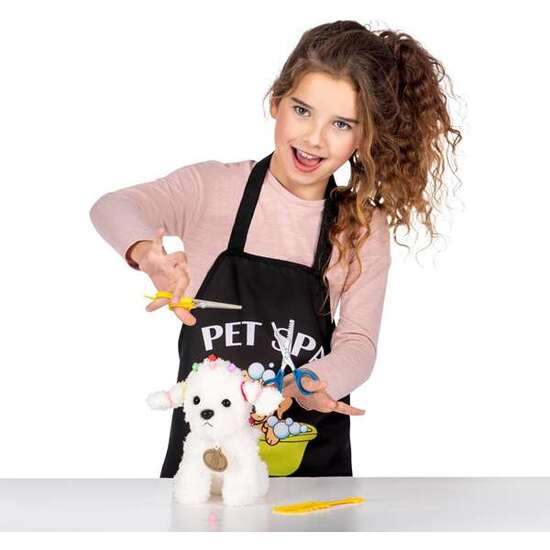 DISFRAZ YO QUIERO SER PELUQUERO/A CANINO/A DELANTAL, PERRITO DE PELUCHE, 5 MINI PINZAS, 5 COLETEROS, PEINE Y TIJERAS TALLA 3-5 Y image 1