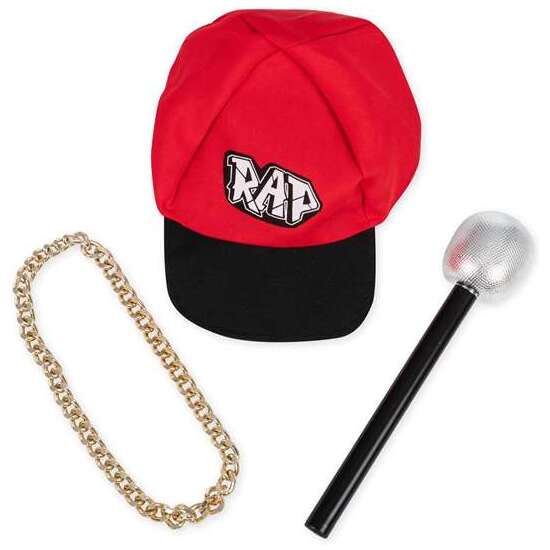 DISFRAZ YO QUIERO SER RAPERO/A  GORRA, CADENA, CAMISETA, MICRÓFONO Y PANTALÓN TALLA 5-7 Y image 3
