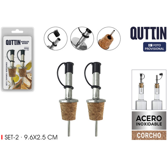 SET-2 TAPON VERTEDOR CORCHO-SS TAPA QUTTIN image 1