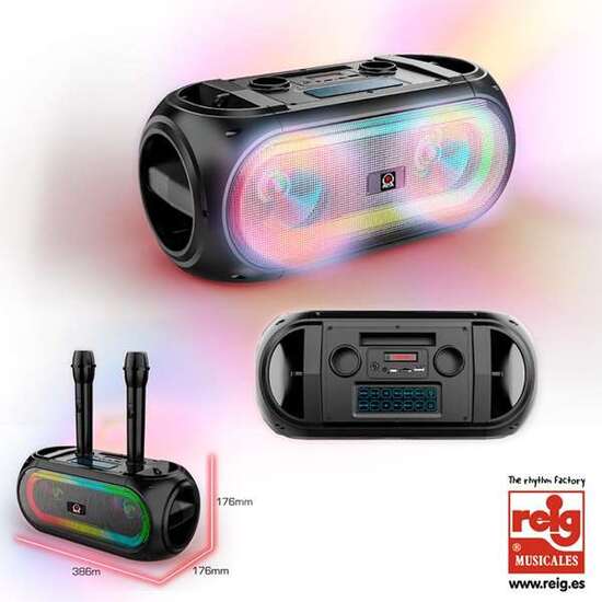 BLUETOOTH, FM RADIO, 2 WIRELESS MIC, REMOTE CONTROL, SCREEN, AUX, USB, image 0