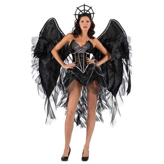 DISFRAZ ÁNGEL OSCURO TOCADO, VESTIDO Y ALAS TALLA M image 0