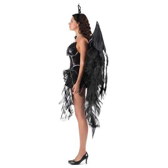 DISFRAZ ÁNGEL OSCURO TOCADO, VESTIDO Y ALAS TALLA M image 1