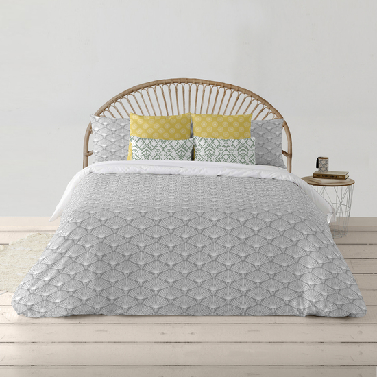 FUNDA NÓRDICA 100% ALGODÓN MODELO NASHIK GRIS PARA CAMA DE 260X240 CM. image 2