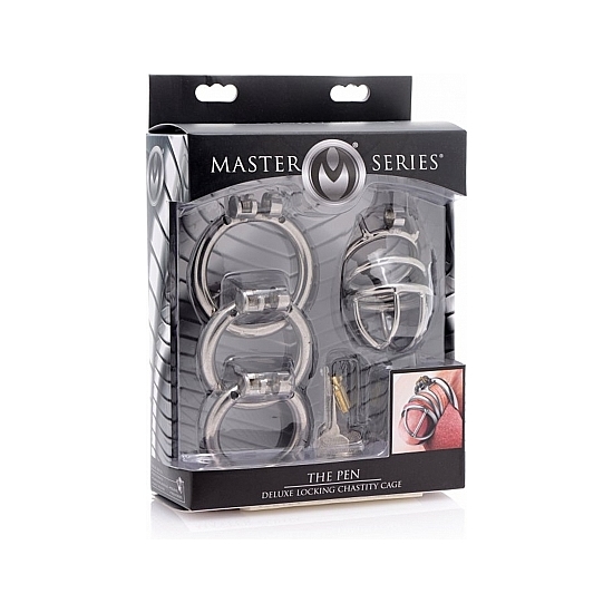 THE PEN DELUXE LOCKING CHASTITY CAGE - SILVER image 1