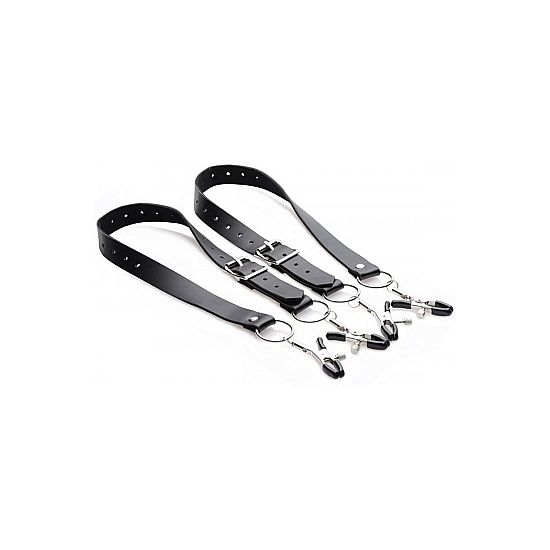 SPREAD LABIA SPREADER STRAPS WITH CLAMPS - BLACK image 0