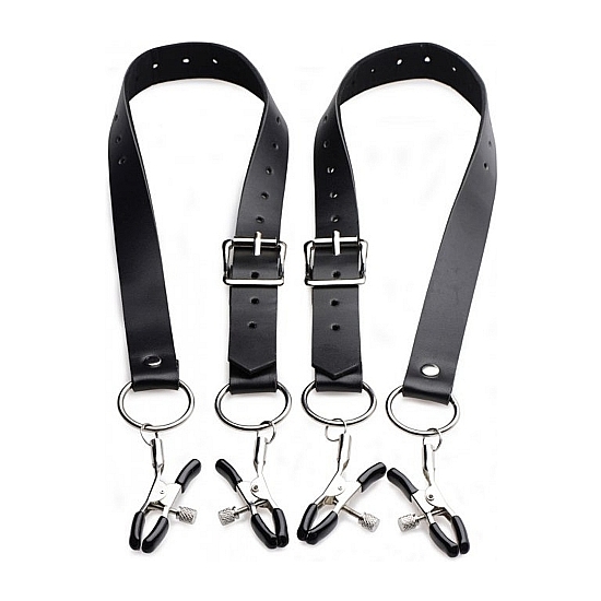 SPREAD LABIA SPREADER STRAPS WITH CLAMPS - BLACK image 2