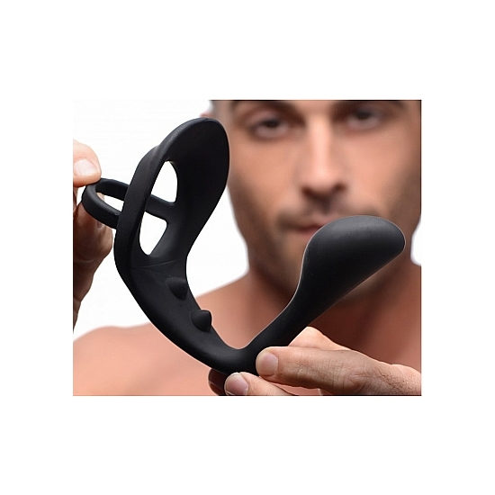EXCURSION SILICONE TRIPLE STIM ANAL PLUG WITH COCK AND BALL RING image 2