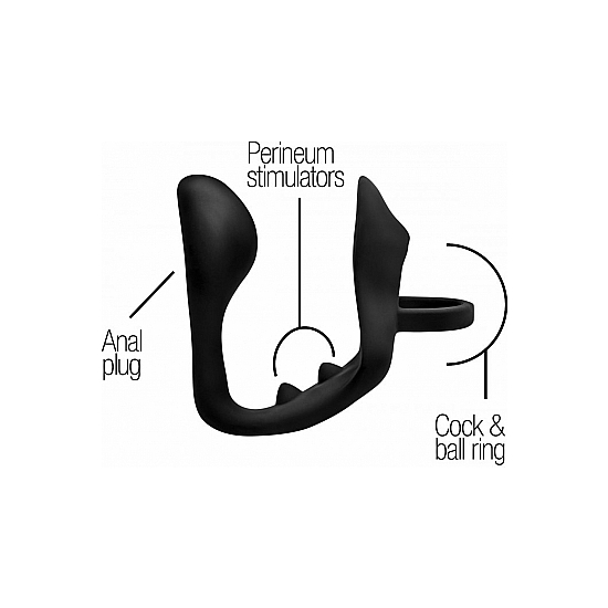 EXCURSION SILICONE TRIPLE STIM ANAL PLUG WITH COCK AND BALL RING image 3