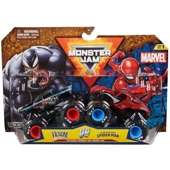 BLISTER 2 COCHES SPIDERMAN VS VENOM MARVEL MONSTER JAM image 0