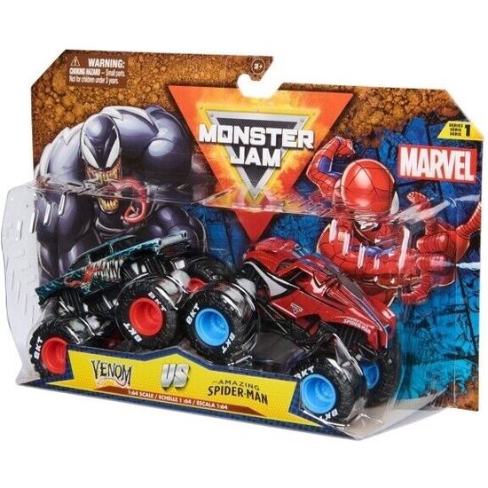 BLISTER 2 COCHES SPIDERMAN VS VENOM MARVEL MONSTER JAM image 1