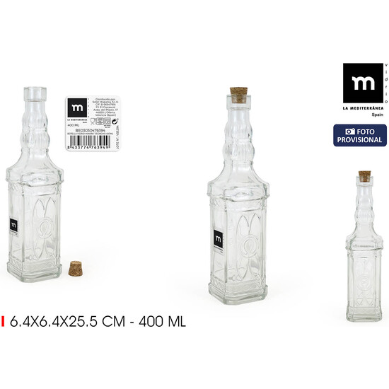 BOTELLA VIDRIO HIMARK T/CORCHO400ML LA MED image 1