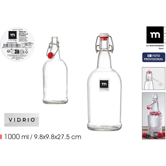 BOTELLA 1000ML C/TAPON HERMETICO LA MEDI image 0