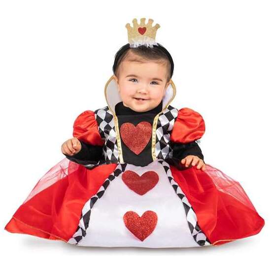 DISFRAZ REINA DE CORAZONES BEBÉ VESTIDO CON ENAGUA Y DIADEMA TALLA 7-12 M image 0