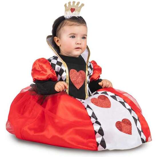 DISFRAZ REINA DE CORAZONES BEBÉ VESTIDO CON ENAGUA Y DIADEMA TALLA 7-12 M image 1