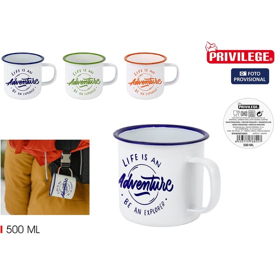 MUG ESMALTADA BLANCA/FRASES 500ML PRIVIL image 1