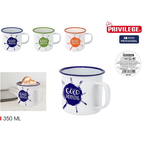 MUG ESMALTADA BLANCA/FRASES 350ML PRIVILEGE image 1