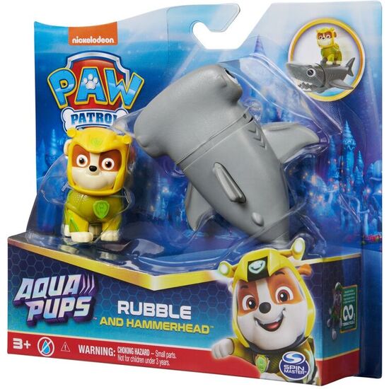 BLISTER 2 FIGURAS RUBBLE AQUA PUPS PATRULLA CANINA PAW PATROL image 1