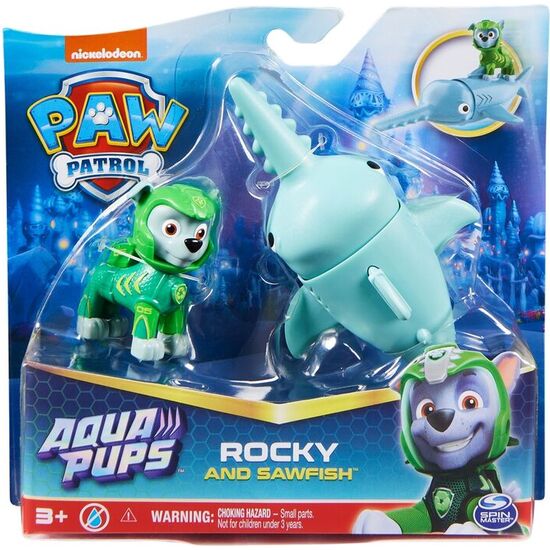BLISTER 2 FIGURAS ROCKY AQUA PUPS PATRULLA CANINA PAW PATROL image 0