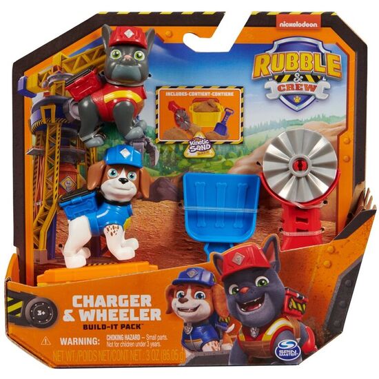 BLISTER 2 FIGURAS CHARGER Y WHEELER EQUIPO RUBBLE PATRULLA CANINA PAW PATROL image 0