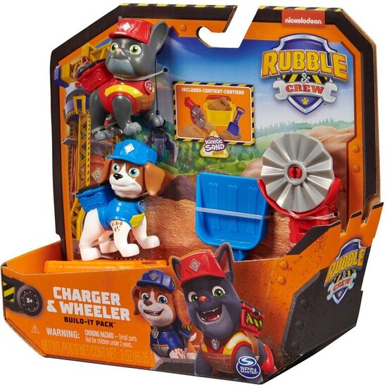 BLISTER 2 FIGURAS CHARGER Y WHEELER EQUIPO RUBBLE PATRULLA CANINA PAW PATROL image 3