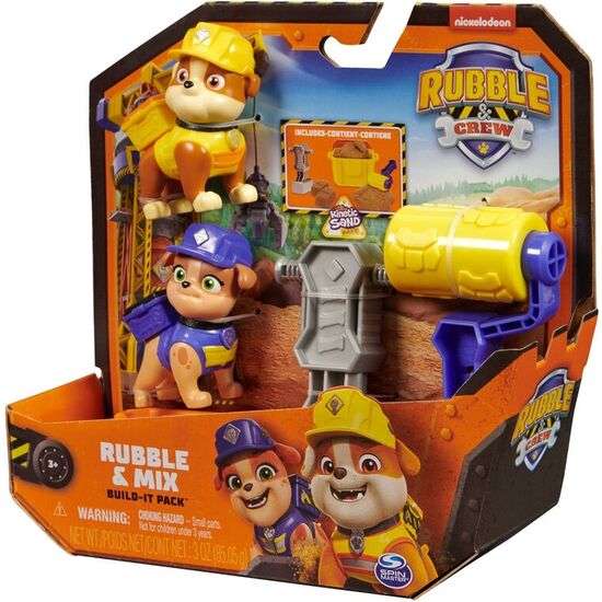 BLISTER 2 FIGURAS RUBBLE Y MIX EQUIPO RUBBLE PATRULLA CANINA PAW PATROL image 3