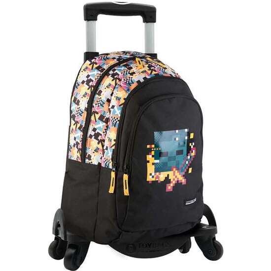 MOCHILA PRIMARIA MINECRAFT PIXEL CON CARRO 44 X 30 X 20 CM. image 0