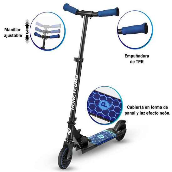 HONEYCOM SCOOTER WITH LED - BLUE / CON LUCES LED EN PLATAFORMA / RUEDA image 2