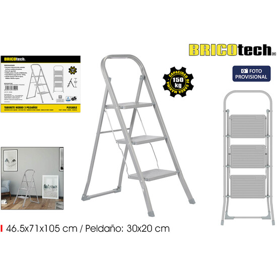 TABURETE HIERRO PLEGABLE 3 PELDAÑOS BRICOTECH image 1