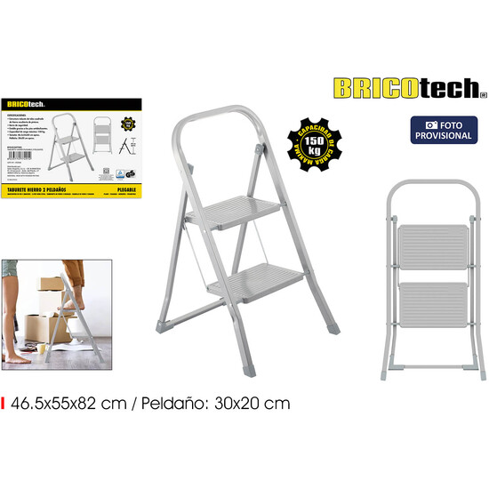 TABURETE HIERRO PLEGABLE 2 PELDAÑOS BRICOTECH image 1