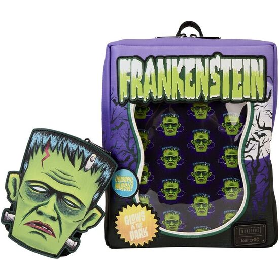MOCHILA FRANKENSTEIN NEON MASK UNIVERSAL MONSTER LOUNGEFLY 28CM image 2